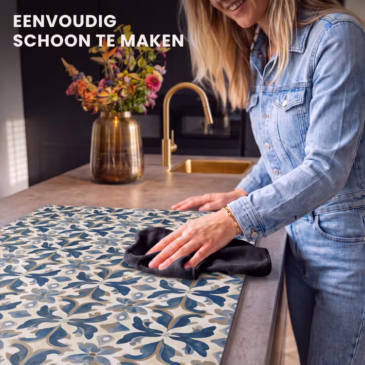 Inductie beschermer - Tegel - Patroon - Blauw - Beige — 6