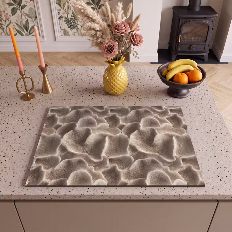 Inductie beschermer - Waaiervorm - Beige - Vezel textuur — 2