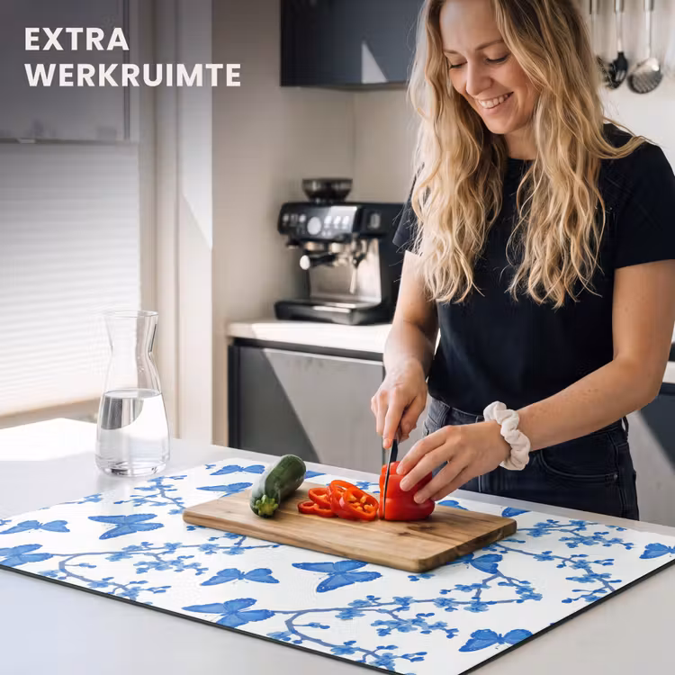 Inductie beschermer - Vlinder - Bloemen - Blauw — 4