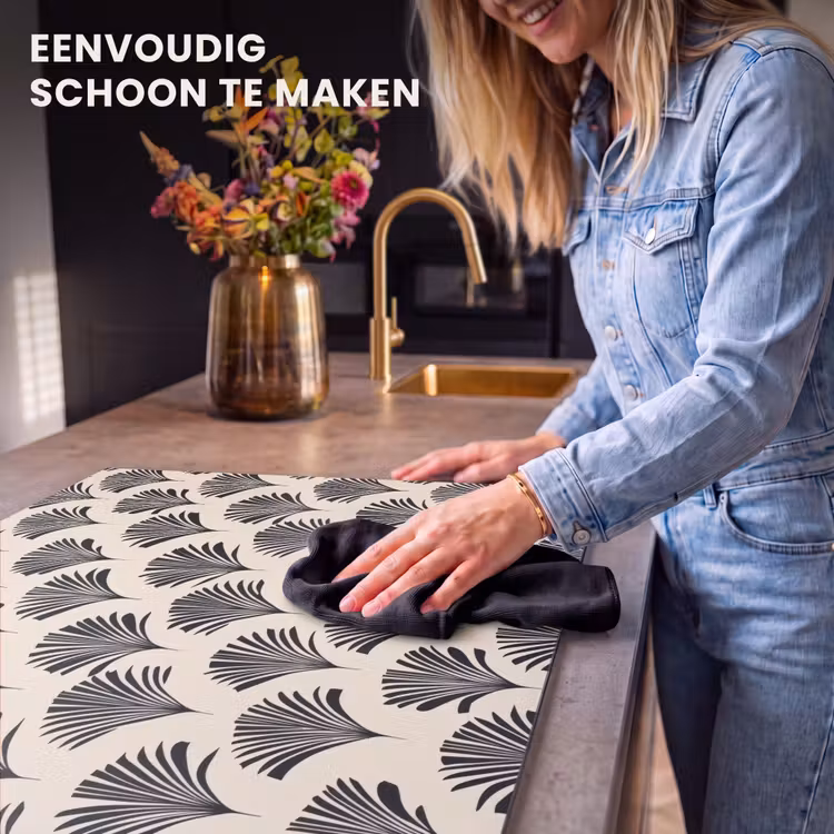 Inductie beschermer - Waaiers - Botanisch - Zwart - Beige — 6