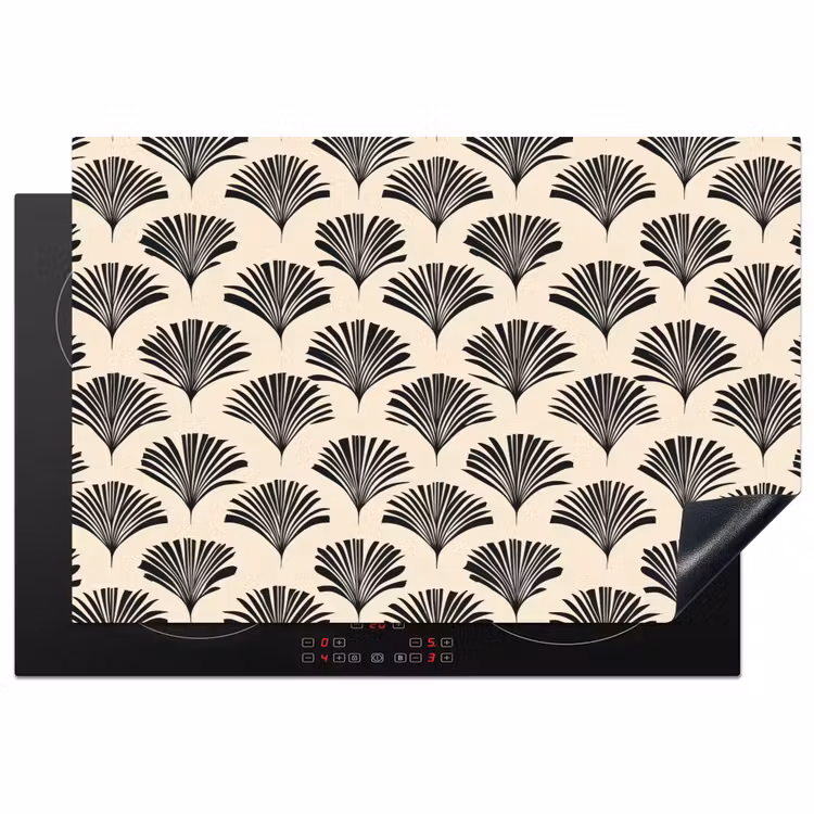 Inductie beschermer - Waaiers - Botanisch - Zwart - Beige — 1