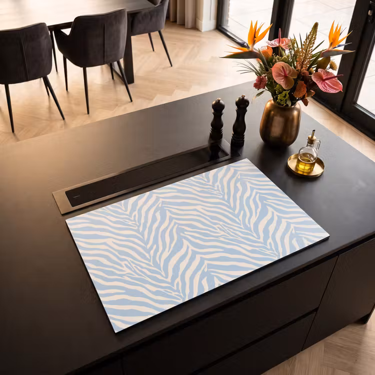 Inductie beschermer - Zebra - Motief - Blauw - Wit — 5