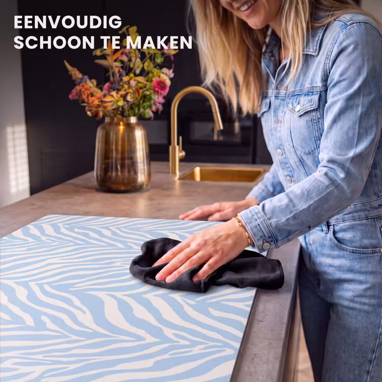 Inductie beschermer - Zebra - Motief - Blauw - Wit — 6