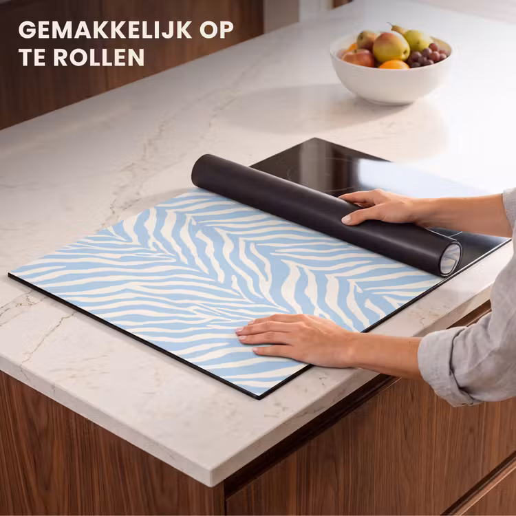 Inductie beschermer - Zebra - Motief - Blauw - Wit — 7