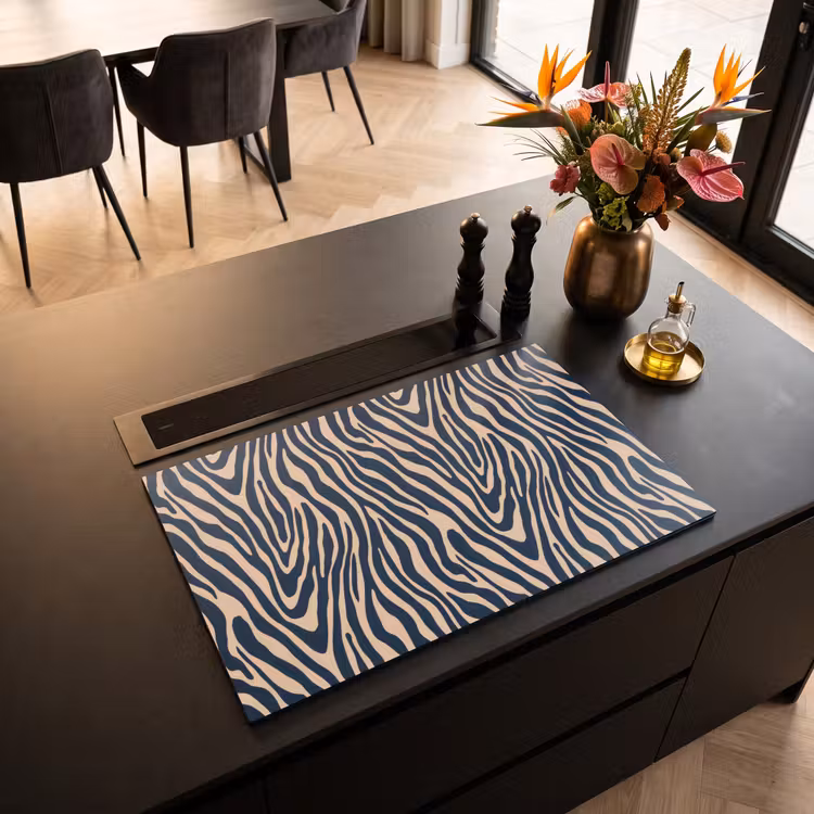 Inductie beschermer - Zebra - Patroon - Blauw - Beige — 5