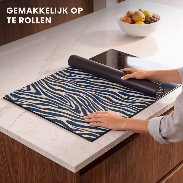Inductie beschermer - Zebra - Patroon - Blauw - Beige — 7