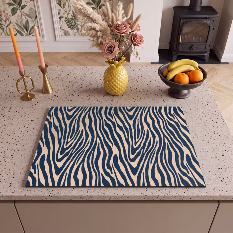 Inductie beschermer - Zebra - Patroon - Blauw - Beige — 2