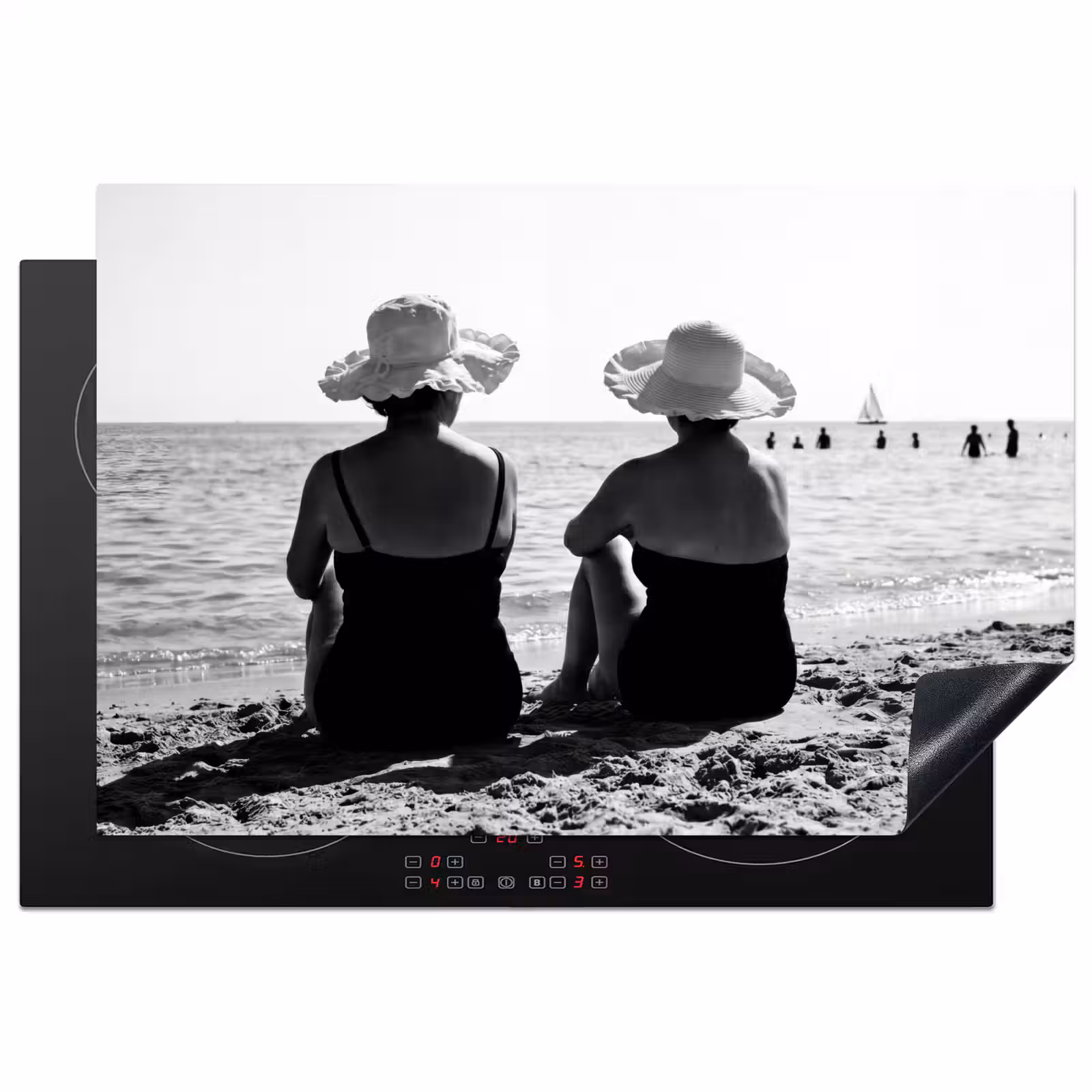 Inductie beschermer - Vrouwen - Zonnehoed - Strand - Zwart - Wit — 1