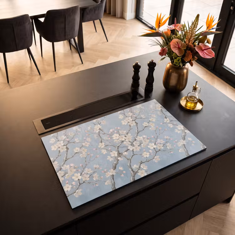 Inductie beschermer - Takken - Kersenbloesem - Blauw — 5