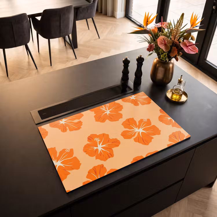 Inductie beschermer - Tropisch - Hibiscus - Oranje — 5