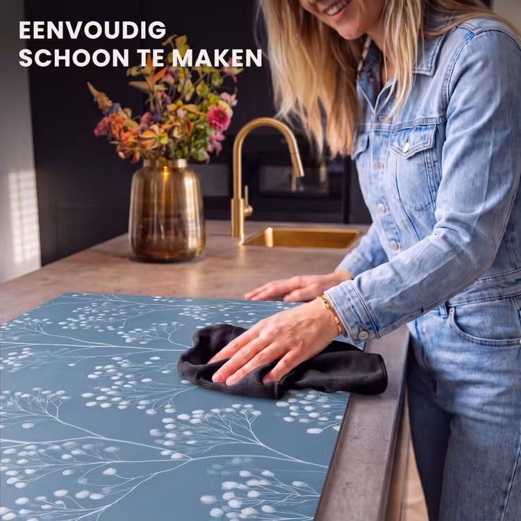 Inductie beschermer - Takken - Bessen - Patroon - Lichtblauw — 6