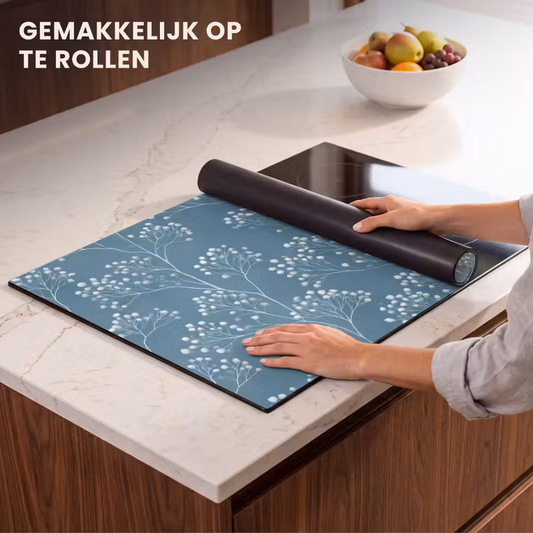 Inductie beschermer - Takken - Bessen - Patroon - Lichtblauw — 7