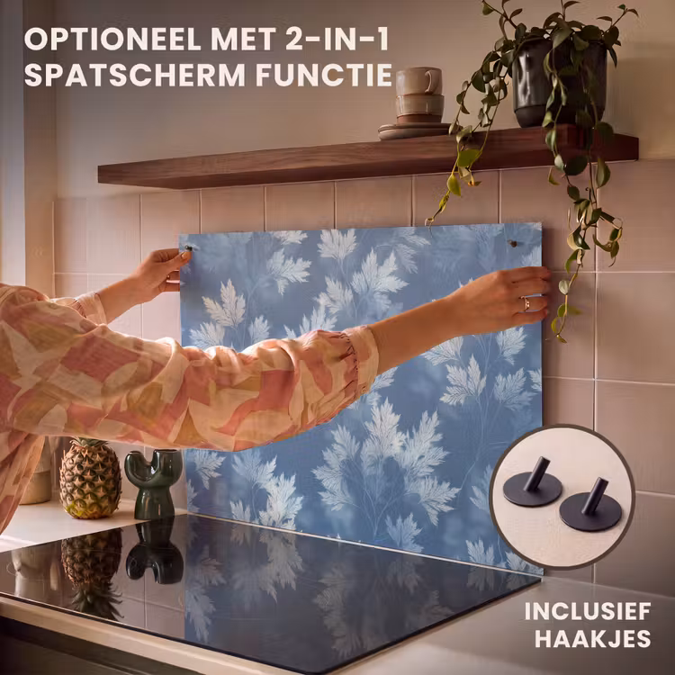 Inductie beschermer - Varen - Botanisch - Patroon - Grijsblauw — 10