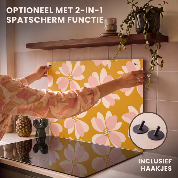 Inductie beschermer - Vintage - Bloemen - Okergeel — 10