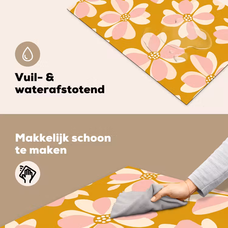 Inductie beschermer - Vintage - Bloemen - Okergeel — 6