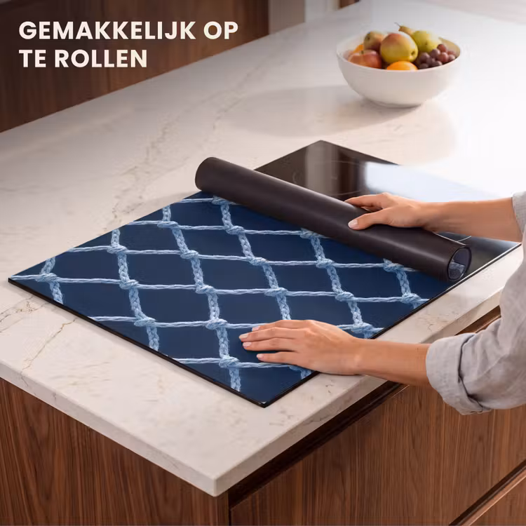 Inductie beschermer - Visnet - Touw - Patroon - Marineblauw — 7