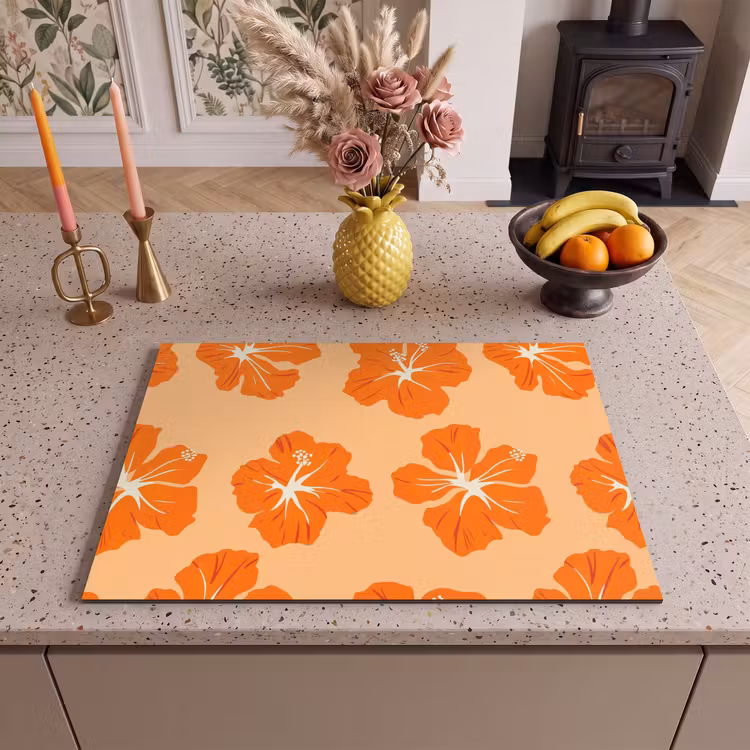 Inductie beschermer - Tropisch - Hibiscus - Oranje — 2