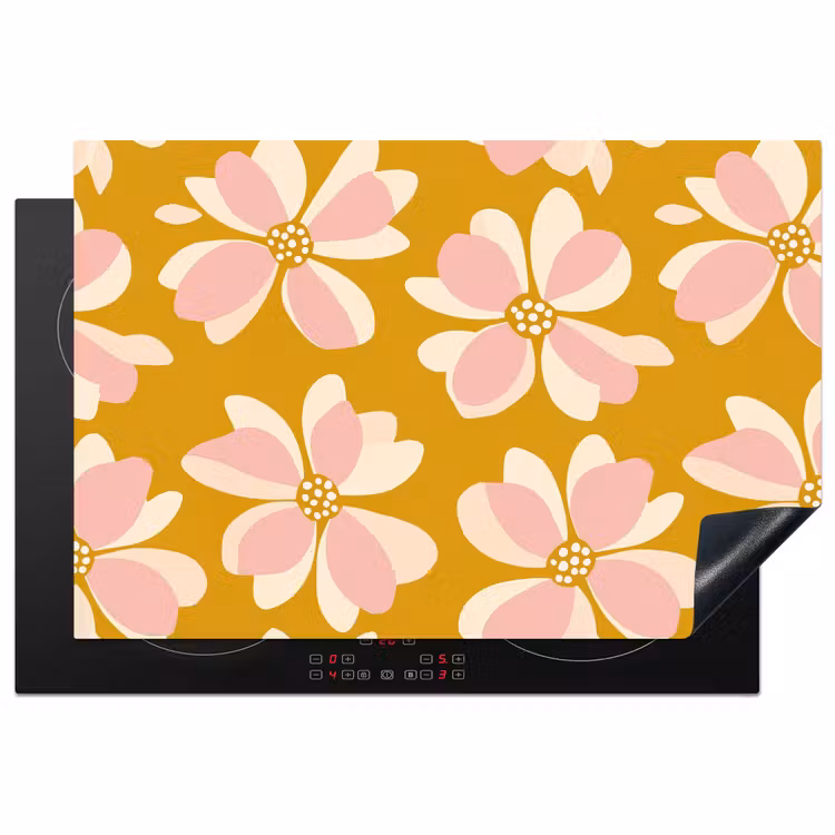 Inductie beschermer - Vintage - Bloemen - Okergeel — 1