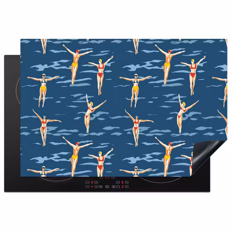 Inductie beschermer - Zwemsters- Retro - Blauw — 1