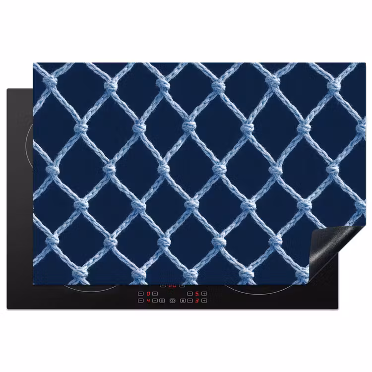 Inductie beschermer - Visnet - Touw - Patroon - Marineblauw — 1