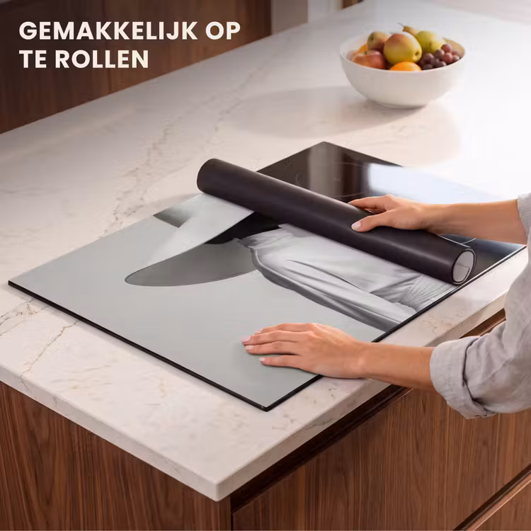 Inductie beschermer - Vrouw - Profiel - Hoed - Zwart - Wit - Minimalistisch — 7