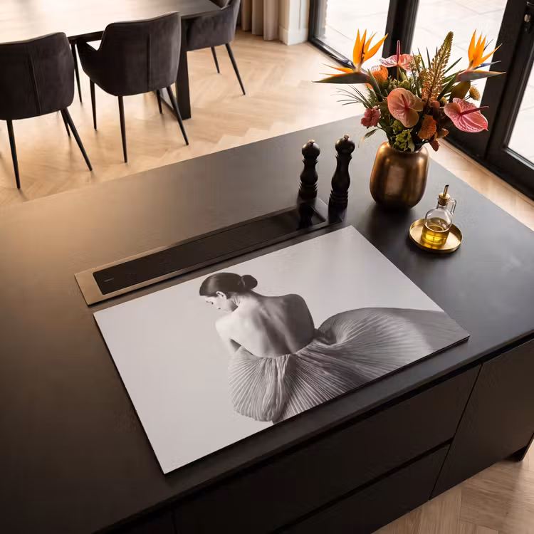 Inductie beschermer - Vrouw - Rug - Textuur - Zwart - Wit - Elegant — 5