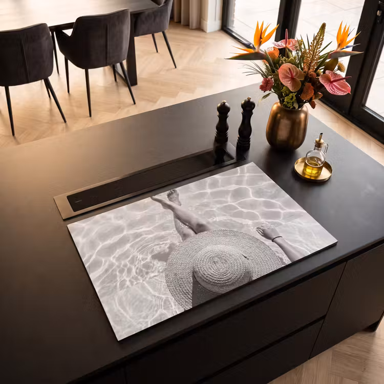 Inductie beschermer - Zwembad - Hoed - Water - Zwart - Wit - Zomers — 5