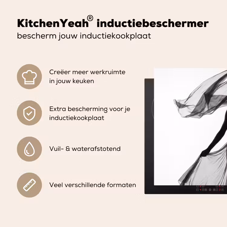 Inductie beschermer - Vrouw - Sluier - Portret - Zwart - Wit - Artistiek — 4
