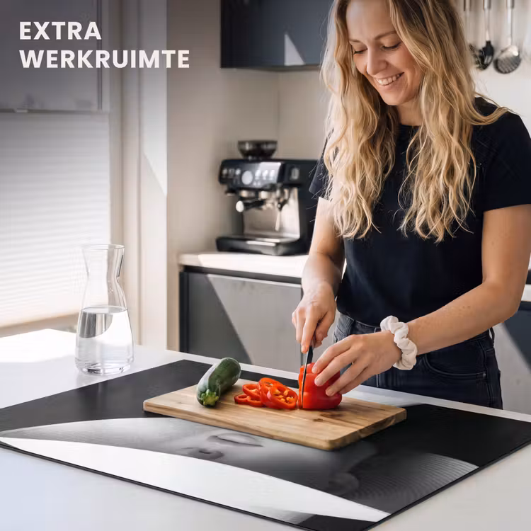 Inductie beschermer - Vrouw - Hoed - Hand - Zwart - Wit - Klassiek — 4