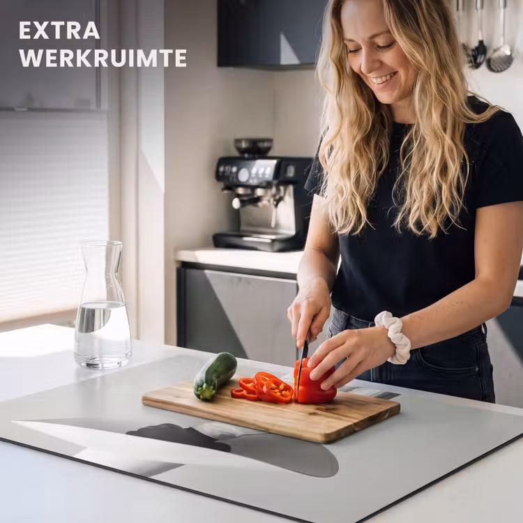 Inductie beschermer - Vrouw - Profiel - Hoed - Zwart - Wit - Minimalistisch — 4