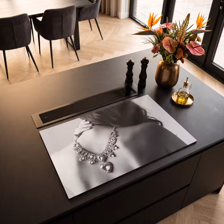 Inductie beschermer - Vrouw - Ketting - Fashion - Zwart - Wit — 5