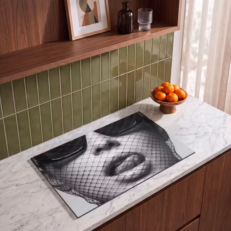 Inductie beschermer - Vrouw - Net - Mysterieus - Zwart - Wit — 8