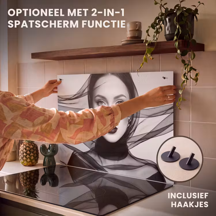 Inductie beschermer - Vrouw - Sluier - Portret - Zwart - Wit - Elegant — 10