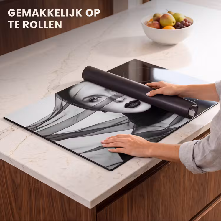 Inductie beschermer - Vrouw - Sluier - Portret - Zwart - Wit - Elegant — 7