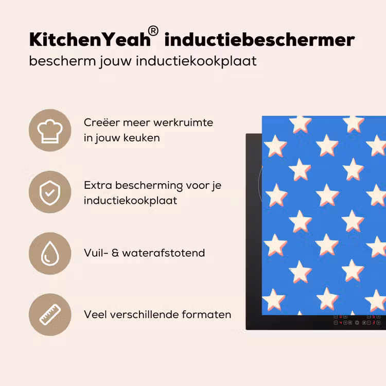 Inductie beschermer - Sterren - Patroon - Blauw — 4