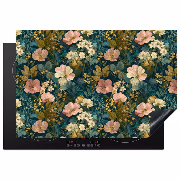 Inductie beschermer - Wilde bloemen - Botanisch - Patroon - Roze - Romantisch — 1