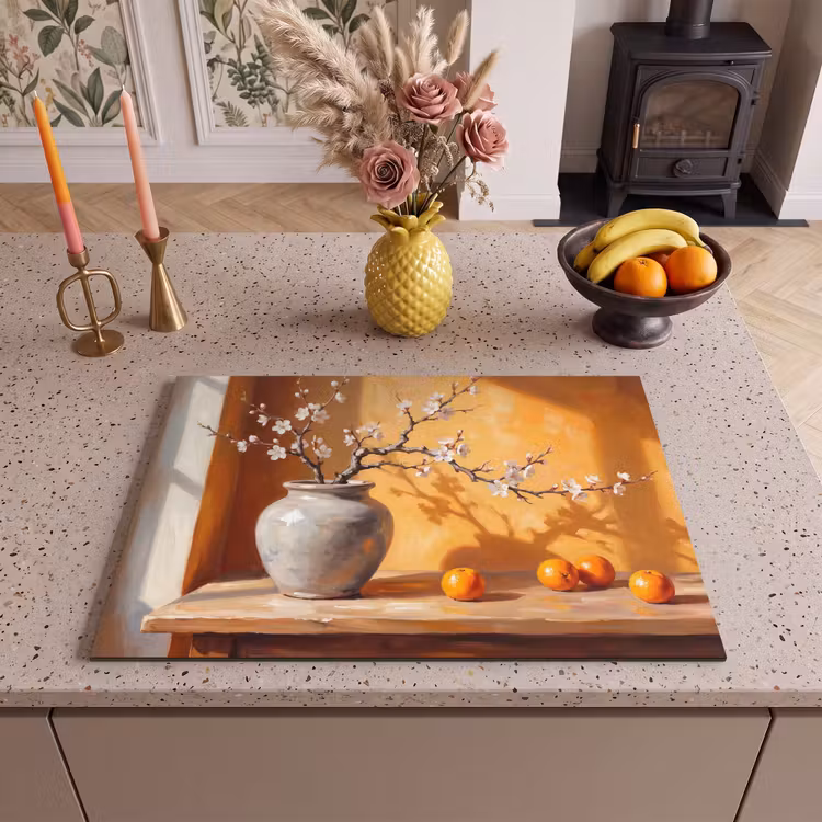 Inductie beschermer - Witte bloemen - Stilleven — 2