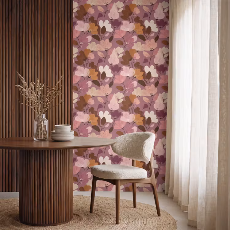Behang - Bloem - Patroon - Roze β 4