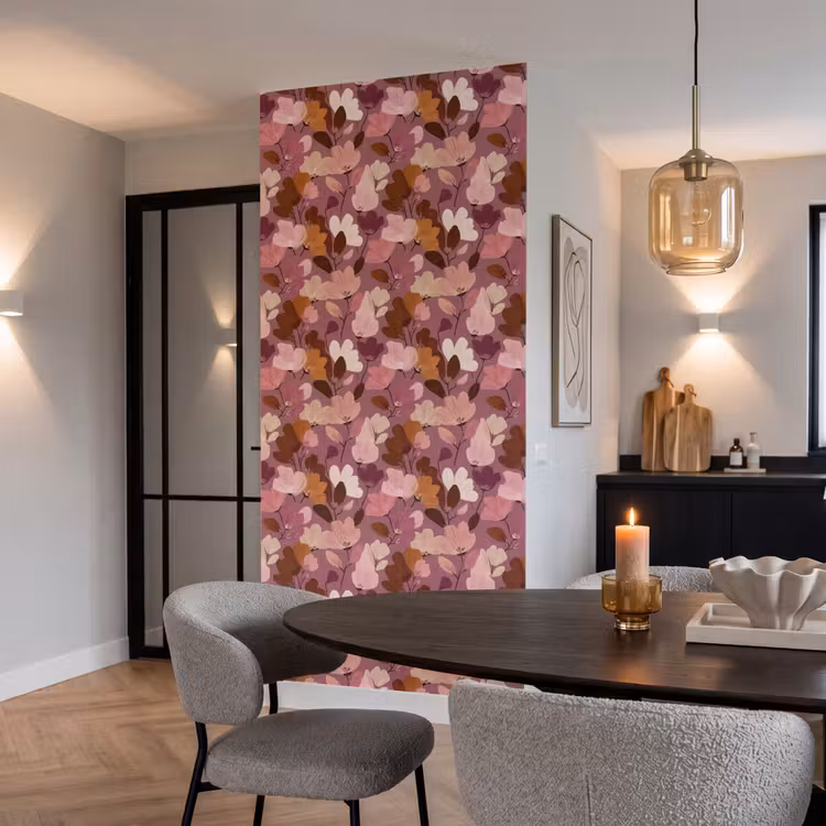 Behang - Bloem - Patroon - Roze β 5