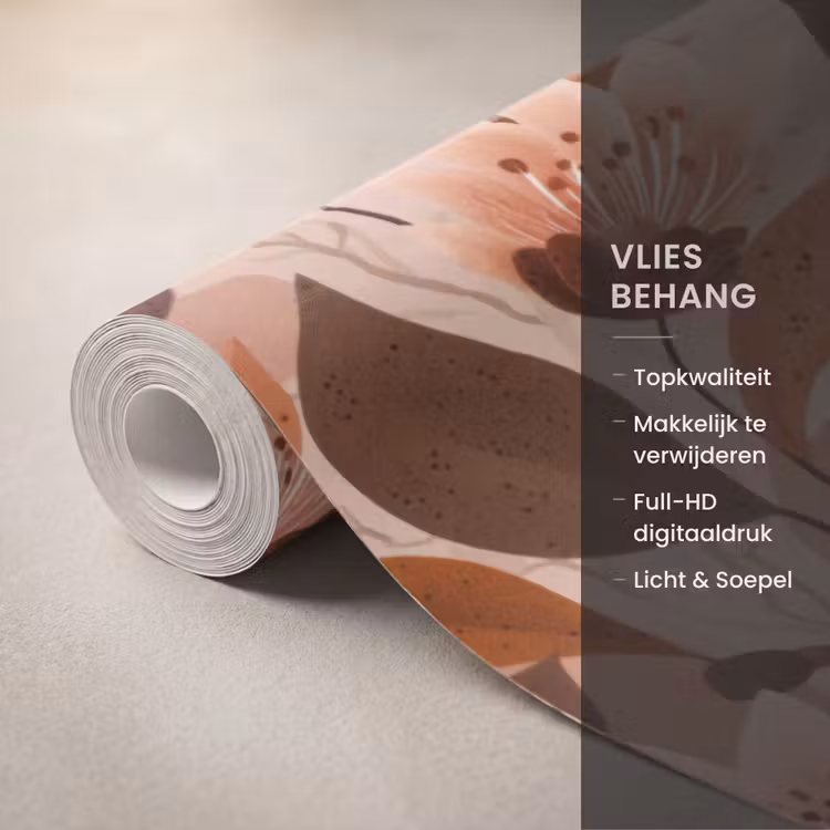 Behang - Bloemen - Bladeren - Bruin — 3