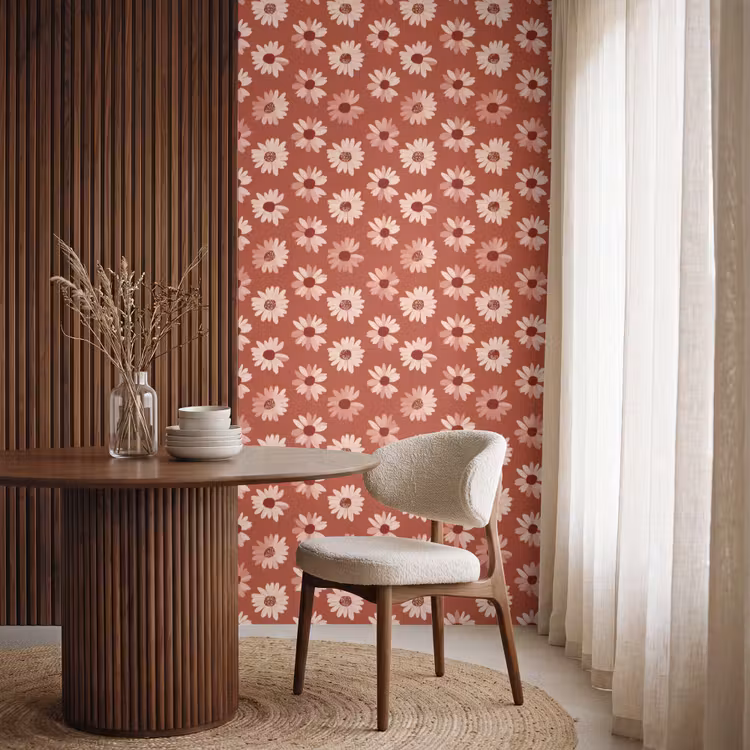 Behang - Madelief - Retro - Terracotta β 4