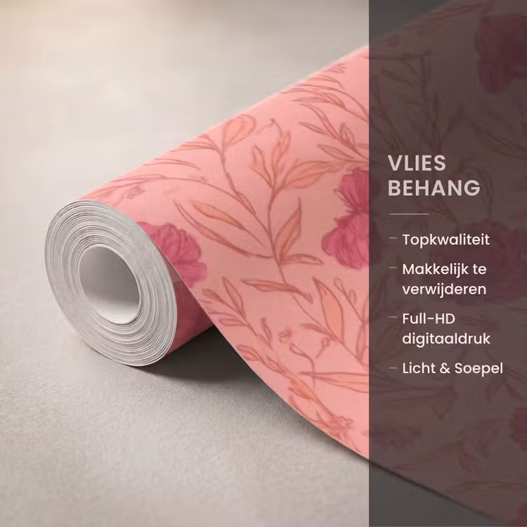Behang - Weidebloemen - Romantisch - Roze — 3