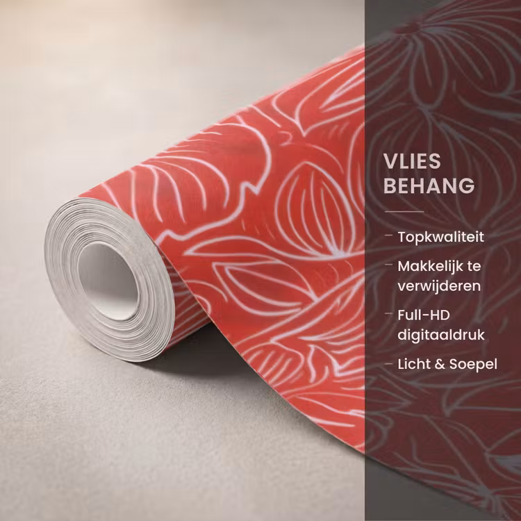Behang - Bloemen - Patroon - Rood — 3