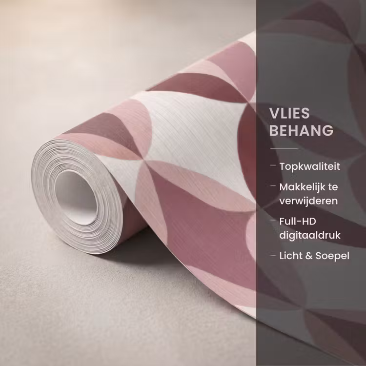 Behang - Ovaal - Textuur - Roze β 3