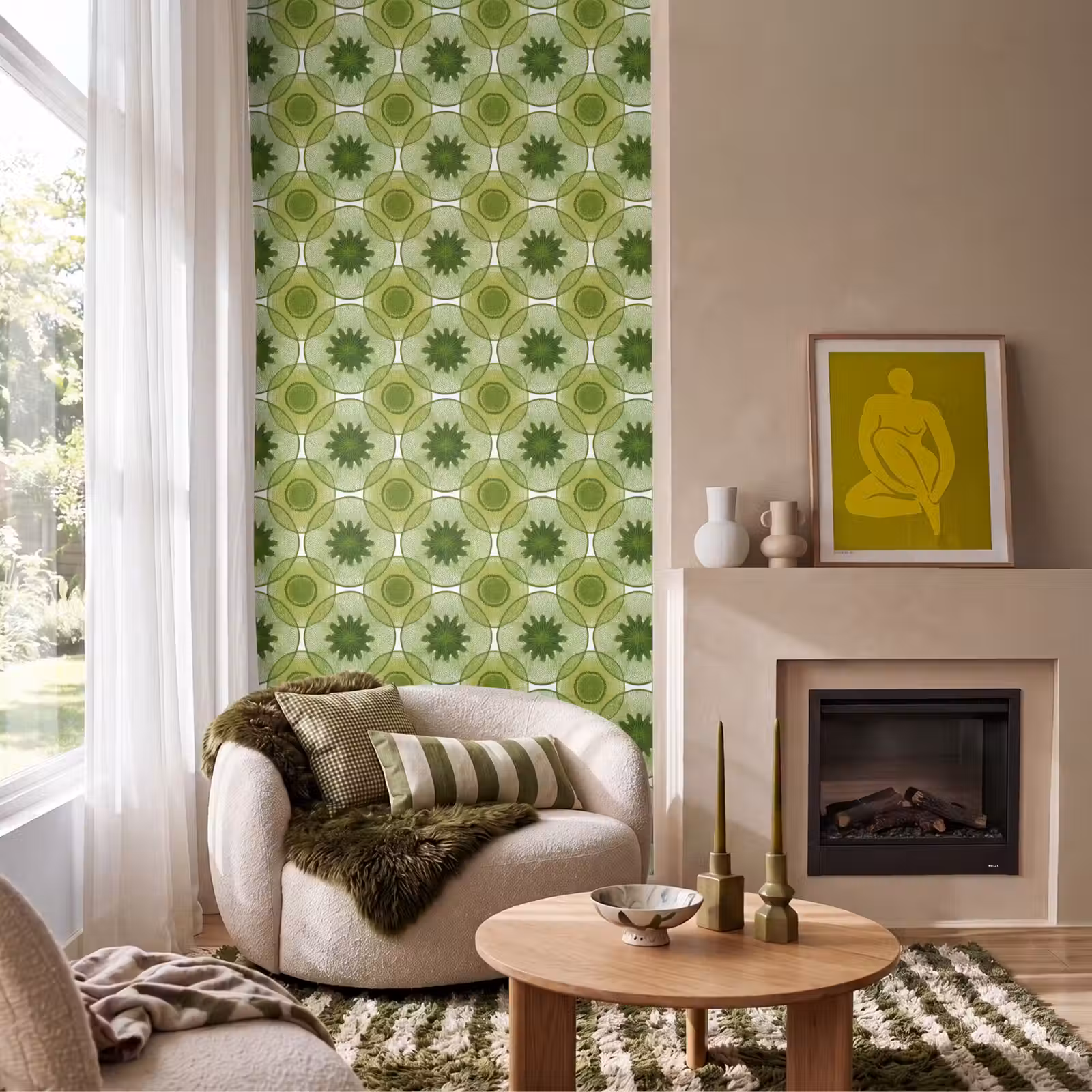 Behang - Cirkels - Patroon - Groen — 1