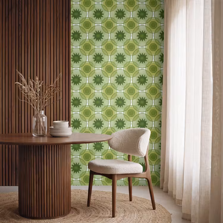 Behang - Cirkels - Patroon - Groen — 4
