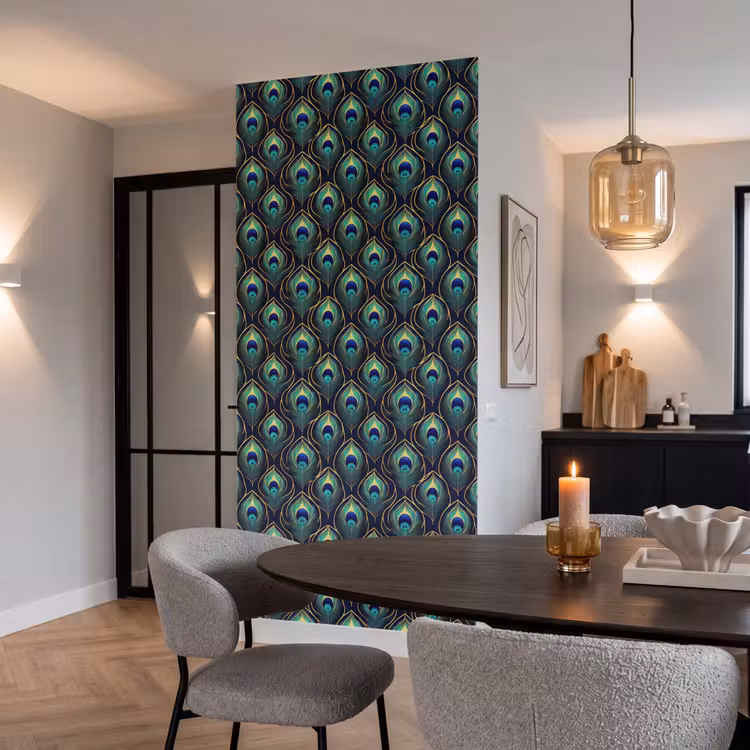 Behang - Pauw - Veren - Groen — 5