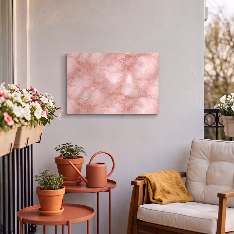 Buiten canvas - Roze - Kwarts - Goud - Marmer — 3