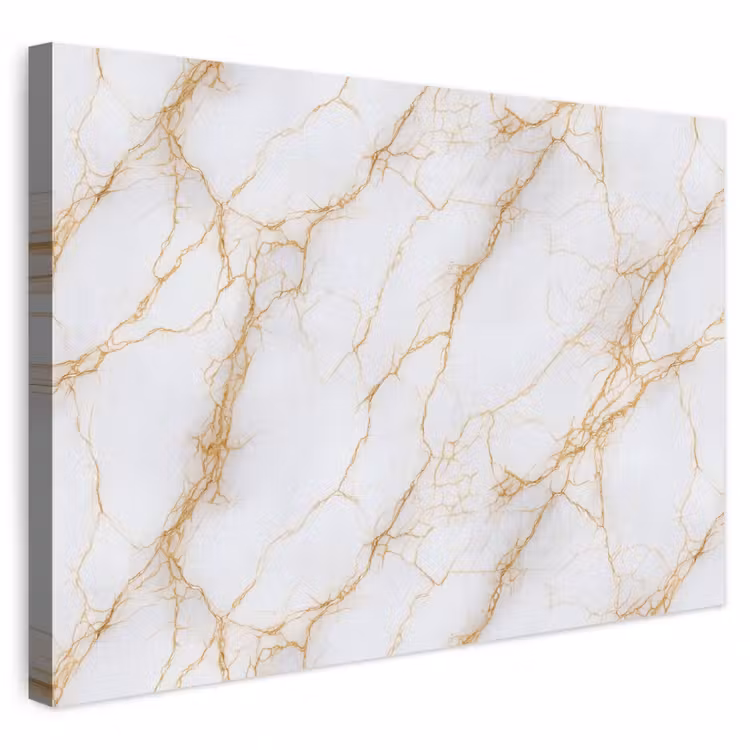 Buiten canvas - Wit - Goud - Marmer - Aders — 1