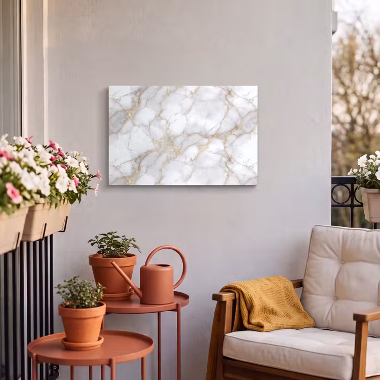Buiten canvas - Wit - Goud - Marmer - Grijs — 3